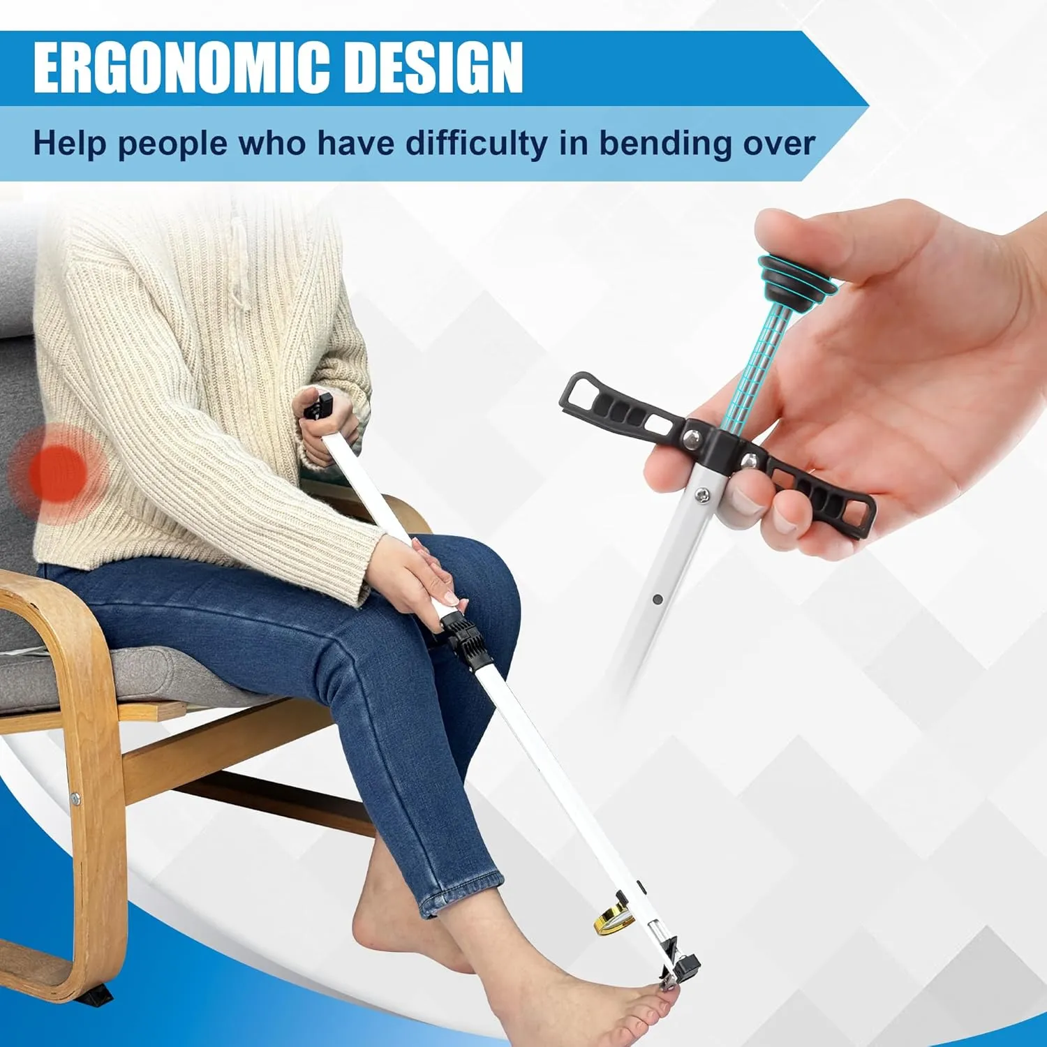 Long Handled Toenail Clippers Wide Jaw Opening, Free Bending, for Thick Nails, for The Seniors, Overweight, Disabled with Arthritis, Easy Reach Pedicure Auxiliary Tools (32" with Magnifier)