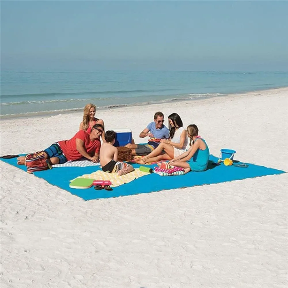 Lopie Sand Proof Blanket Sand Free Lightweight Compact Large Beach Towel Mat Fast Dry Waterproof Easy Clean Ultra Portable Blanket (Blue, 79-79)