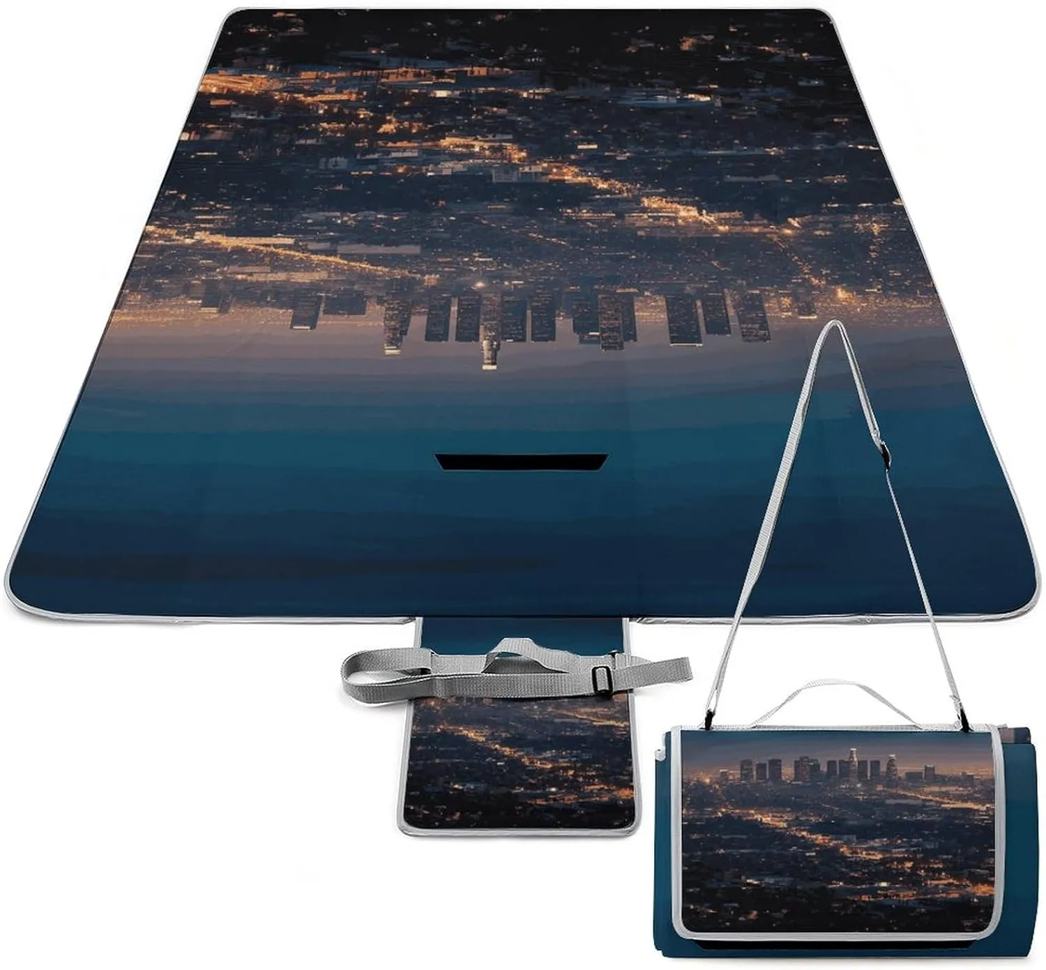 Los Angeles Skyline Picnic Blanket Outdoor, Oversized Beach Blanket, Foldable Lightweight Waterproof Sand Cushion Suitable for Beaches, Camping Grasslands Mat
