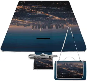 Los Angeles Skyline Picnic Blanket Outdoor, Oversized Beach Blanket, Foldable Lightweight Waterproof Sand Cushion Suitable for Beaches, Camping Grasslands Mat