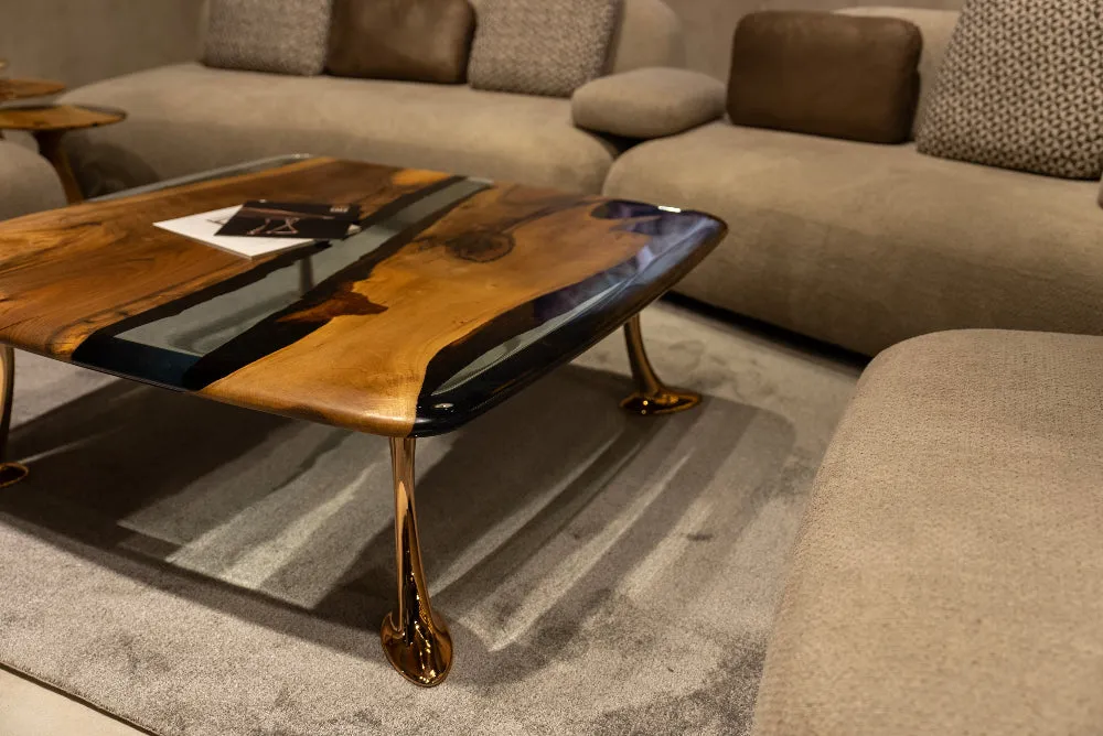 Luxury Epoxy Resin River Walnut Coffee Table | Osso Collection