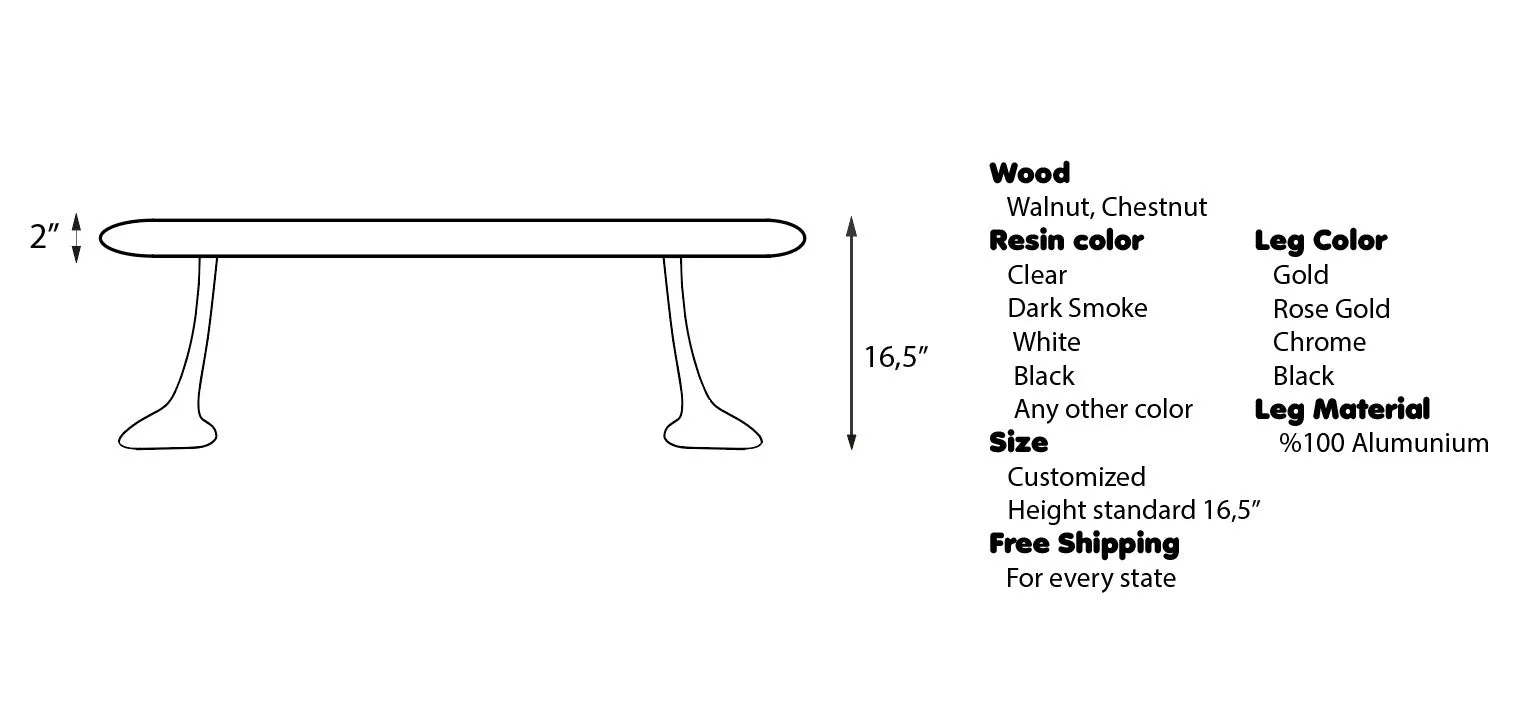 Luxury Epoxy Resin River Walnut Coffee Table | Osso Collection
