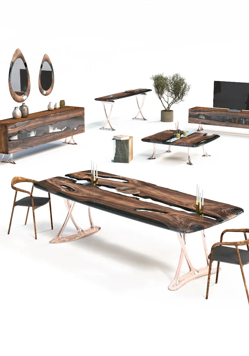 Luxury Epoxy Resin River Walnut Coffee Table | Osso Collection
