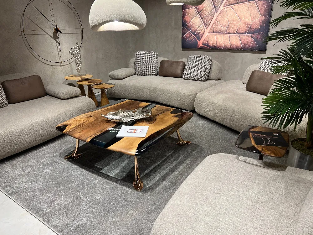 Luxury Epoxy Resin River Walnut Coffee Table | Osso Collection