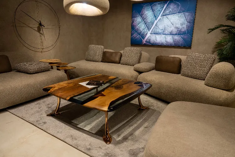 Luxury Epoxy Resin River Walnut Coffee Table | Osso Collection