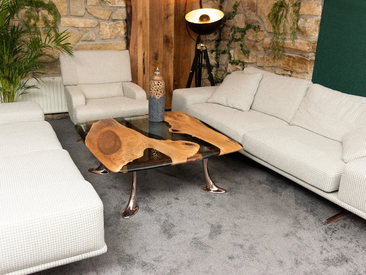 Luxury Epoxy Resin River Walnut Coffee Table | Osso Collection