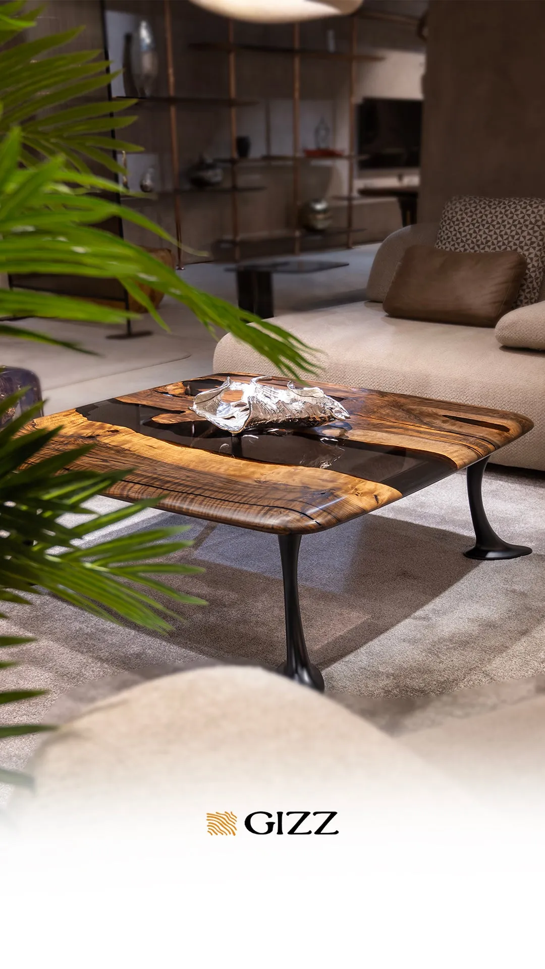 Luxury Epoxy Resin River Walnut Coffee Table | Osso Collection