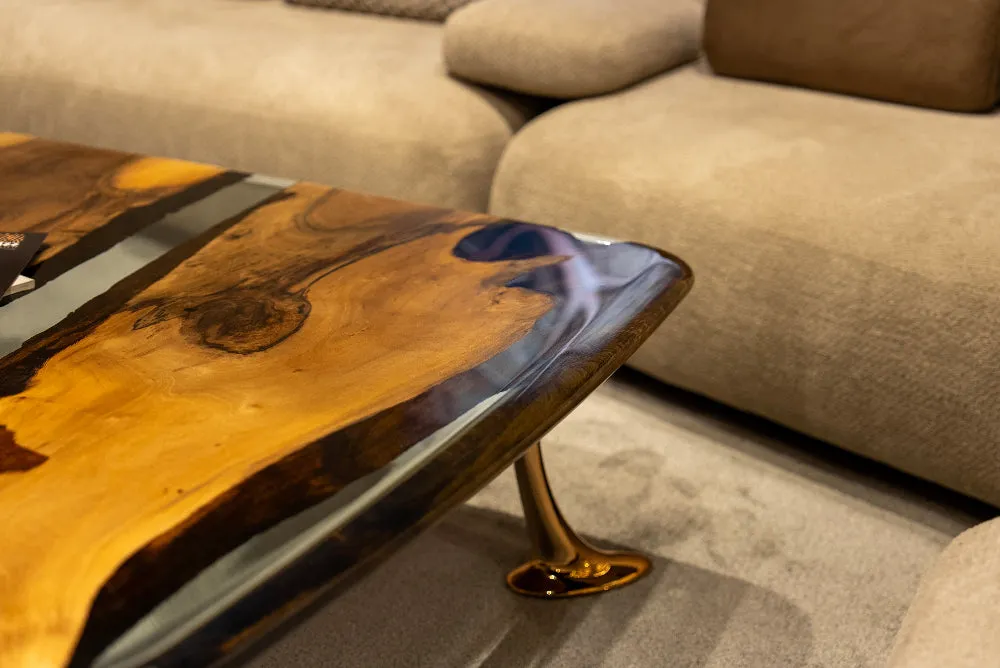 Luxury Epoxy Resin River Walnut Coffee Table | Osso Collection