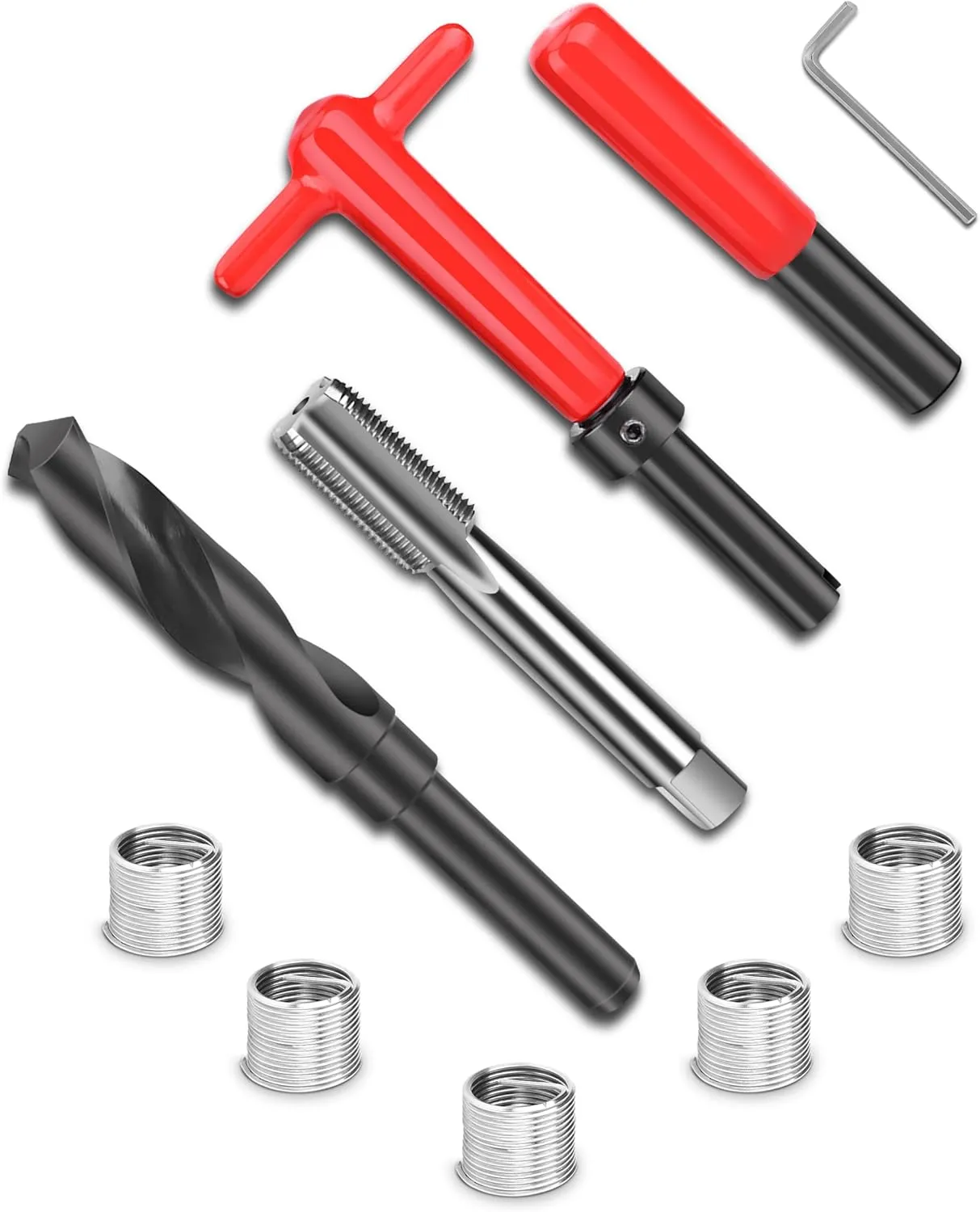 M18x1.5 Thread Repair Kit, 10 Pcs Helicoil Thread Repair Kit Thread Chaser Set, Portable Thread Metric Inserts Repair Kits Helicoil Thread Repair kit, Compatible Hand Tool Set for Auto Repairing