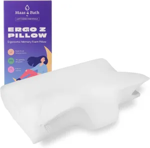 MAAS & BATH Ergo Z Pillow - 2-in-1 Ergonomic Pillow Made for Any Sleep Position, Breathable 100% Memory Foam, Inner Cover, Lightweight, Non-Toxic, Odorless Sleep-Friendly Support