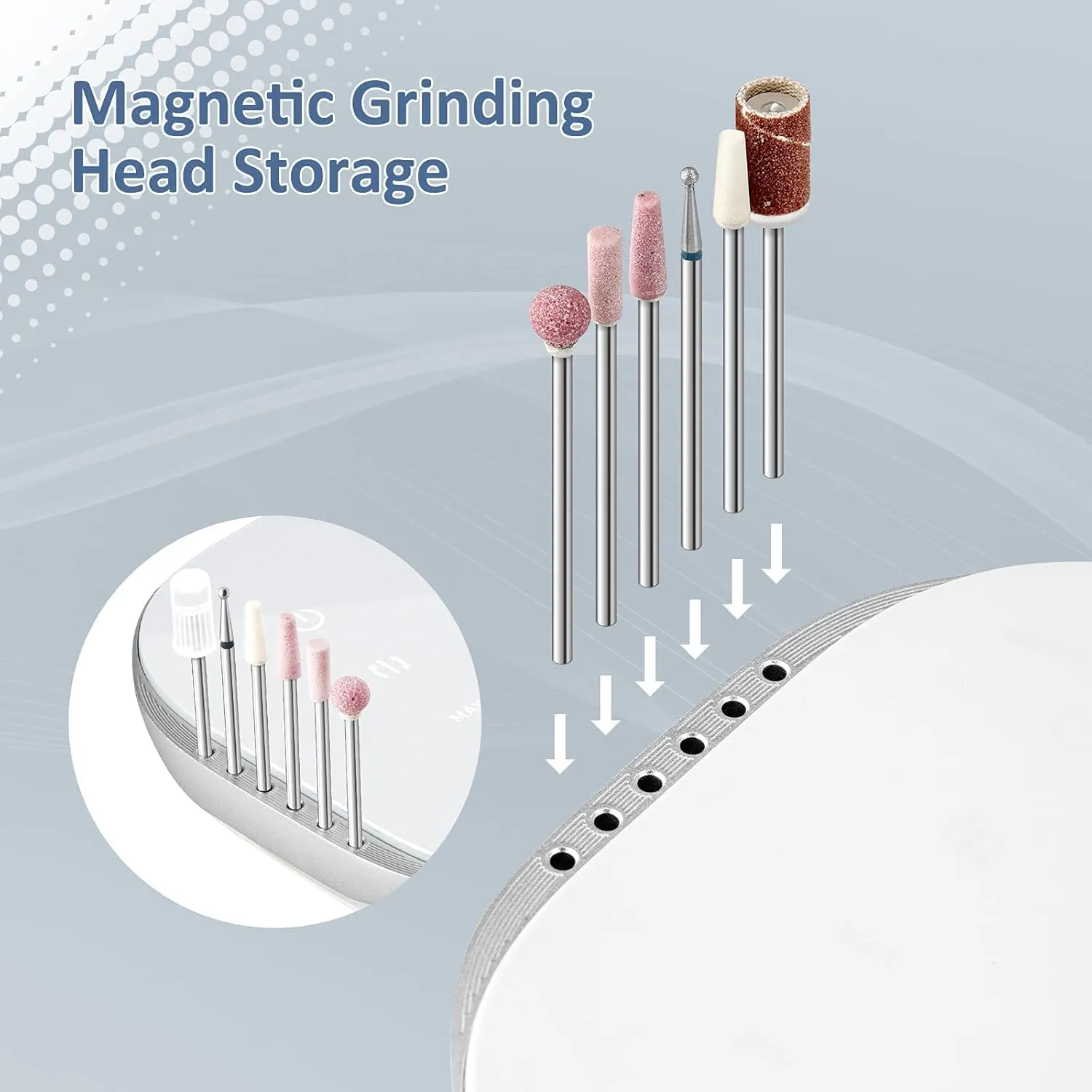 Madenia Professional Nail Drill Machine for Acrylic Nails, 35000RPM Compact Cute Electric Nail Drills with Touch Screen Efile Nail Drill E File Kit for Salon Home Manicure Pedicure Use, Gray