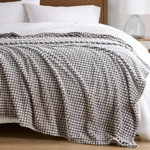 Madison Park Cozy Blanket Soft Plush Blanket Chic Backprinted Carved Texture Design, Trendy, All Seasons Lightweight Bedding for Summer Cover for Bed, Couch & Sofa, Full/Queen, Brown