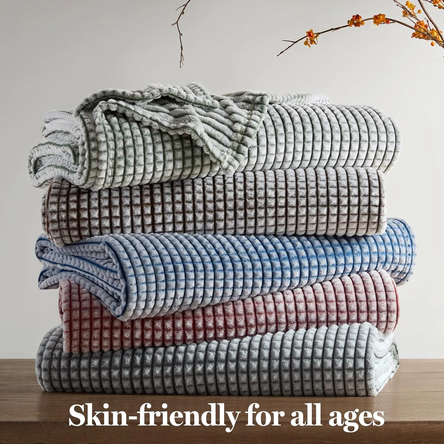 Madison Park Cozy Blanket Soft Plush Blanket Chic Backprinted Carved Texture Design, Trendy, All Seasons Lightweight Bedding for Summer Cover for Bed, Couch & Sofa, Full/Queen, Grey