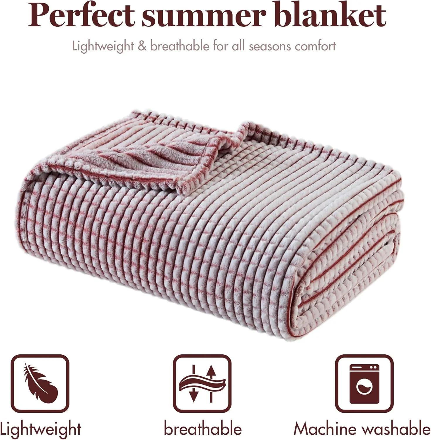 Madison Park Cozy Blanket Soft Plush Blanket Chic Backprinted Carved Texture Design, Trendy, All Seasons Lightweight Bedding for Summer Cover for Bed, Couch & Sofa, Full/Queen, Red
