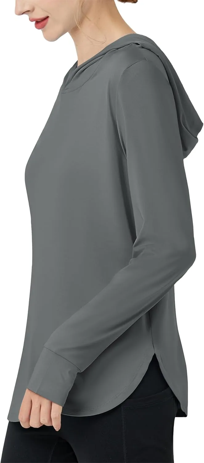 MAGCOMSEN Women's UPF 80  Quick Dry Sun Protection Hoodie Lightweight SPF Long Sleeve Rashguard with Thumb Hole