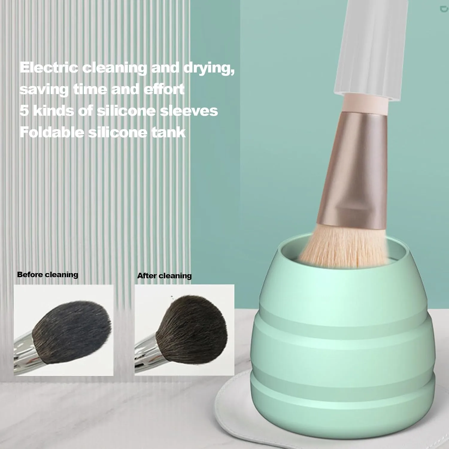 Makeup Brush Cleaner Machine, 8000 to 12000 RPM Electric Makeup Brush Cleaning Tool, Multipurpose Nail and Brush Cleaner for Home (Orange)