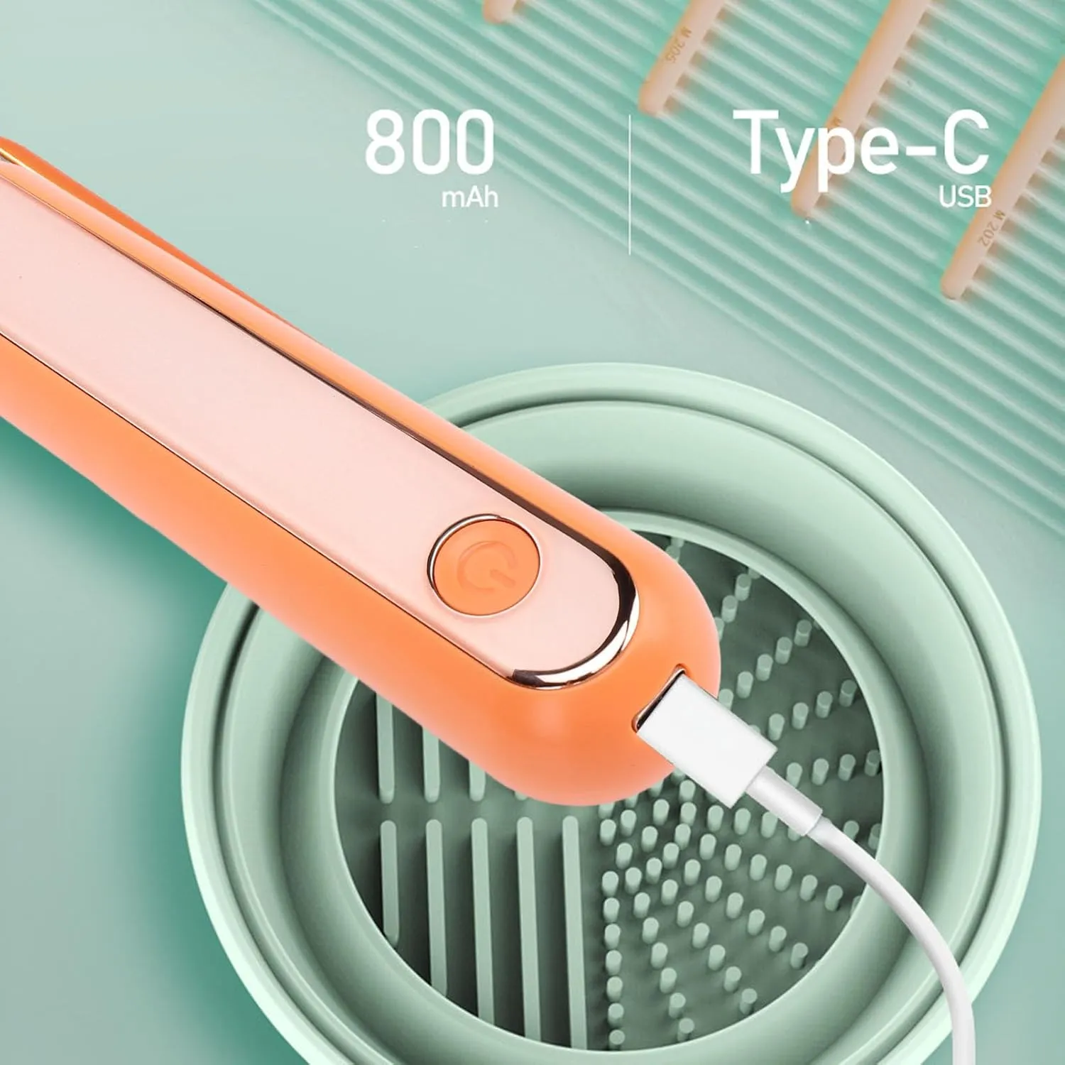 Makeup Brush Cleaner Machine, 8000 to 12000 RPM Electric Makeup Brush Cleaning Tool, Multipurpose Nail and Brush Cleaner for Home (Orange)