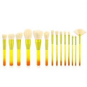Makeup Brush Set 14pcs Colorful Makeup Brushes，Premium Synthetic Professional Make up Brush Kit Foundation Powder Blush Eyeshadow Eyebrow Contour Concealer Gradient Color Makeup Brushes Set 49-1