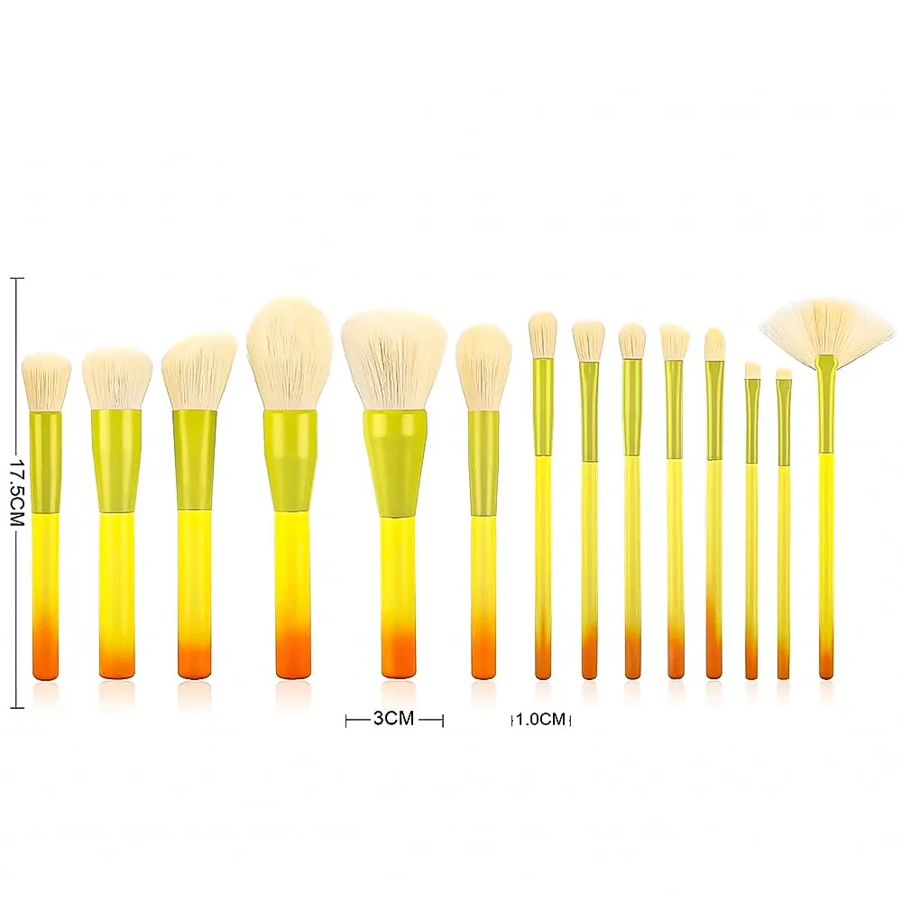 Makeup Brush Set 14pcs Colorful Makeup Brushes，Premium Synthetic Professional Make up Brush Kit Foundation Powder Blush Eyeshadow Eyebrow Contour Concealer Gradient Color Makeup Brushes Set 49-1