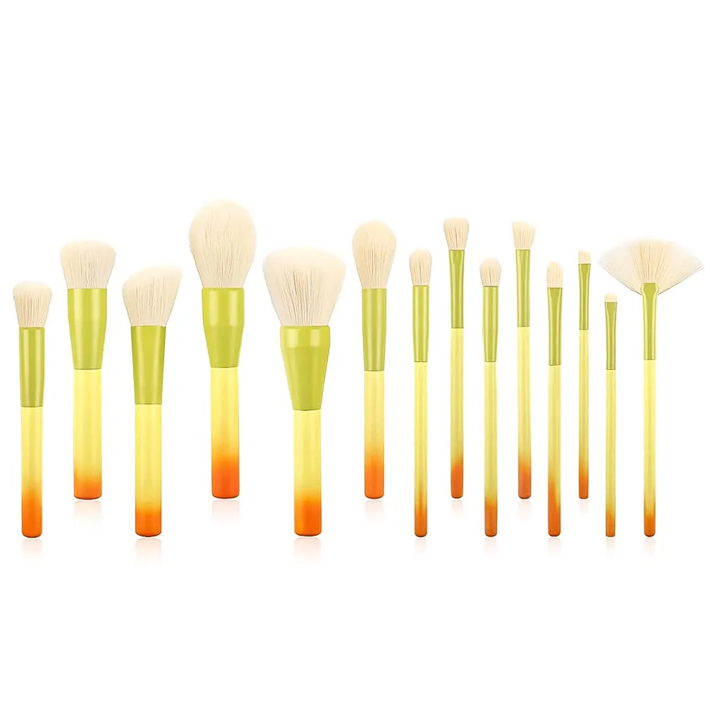 Makeup Brush Set 14pcs Colorful Makeup Brushes，Premium Synthetic Professional Make up Brush Kit Foundation Powder Blush Eyeshadow Eyebrow Contour Concealer Gradient Color Makeup Brushes Set 49-1