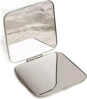 Makeup Mirror Small Mirror Double-Sided Portable Cosmetic Mirror Portable Foldable Foldable Mini Handheld Table Top Vertical Cosmetic Mirror Tabletop Vanity Mirror(Small)