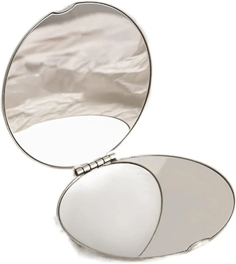 Makeup Mirror Small Round Mirror Double-Sided Portable Cosmetic Mirror Portable Fold-Over Mini Handheld Table Top Vertical Cosmetic Mirror Tabletop Vanity Mirror(Small)