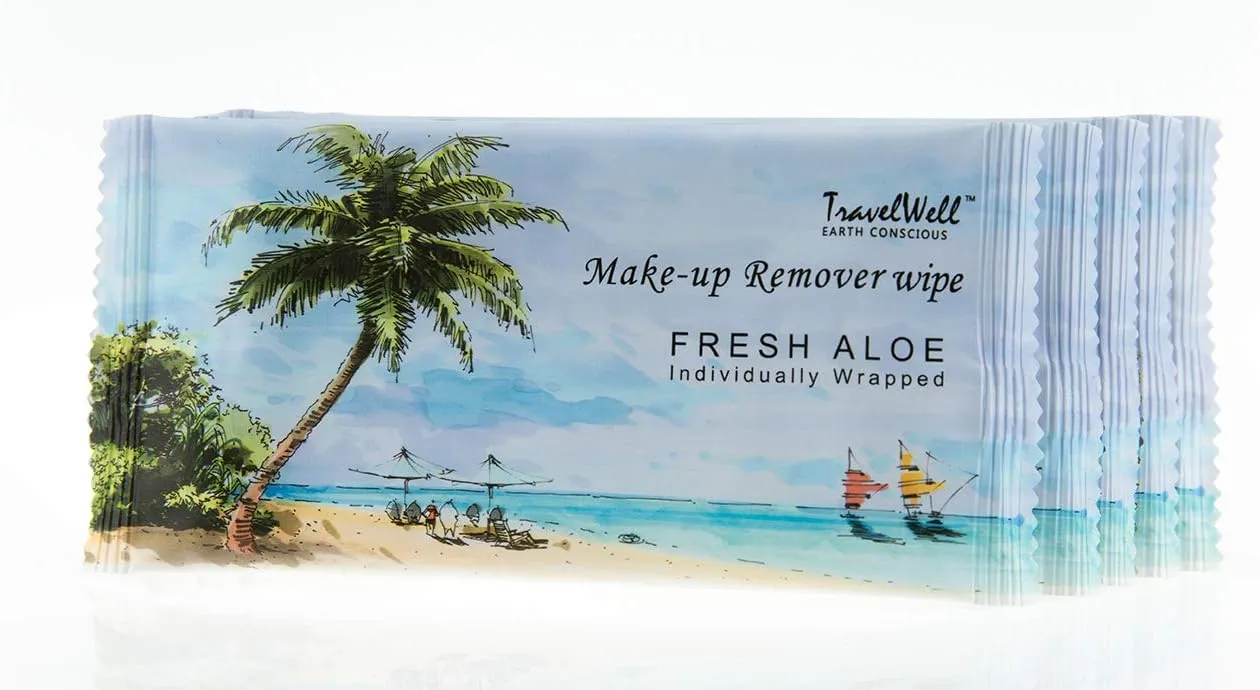 Makeup Remover Wipes Individually Wrapped Natural Fresh Aloe Travel Packs Elderly Bathing Cleansing Wipes - 500 Count per Package | Small Size Toiletries | Hotel Toiletries Bulk Set