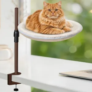 MALLMALL6 Cat Desk Bed - 360° Rotation & Adjustable Height Indoor Kitten Hammock Perch with Removable Washable Cover, Soft Breathable Pet Sleep Nest for Home Office Desks Gaming Table Supports 33 lbs