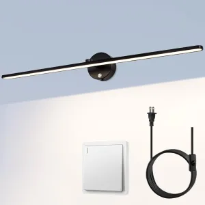 MantoLite 32'' Picture Lights for Wall，Vanity Lights for Bathroom,Plug-in or Hardwired，18W 3000K LED Dimmable Modern Bathroom Lighting Fixtures Over Mirror and Wall Lights for Bedroom（Black）