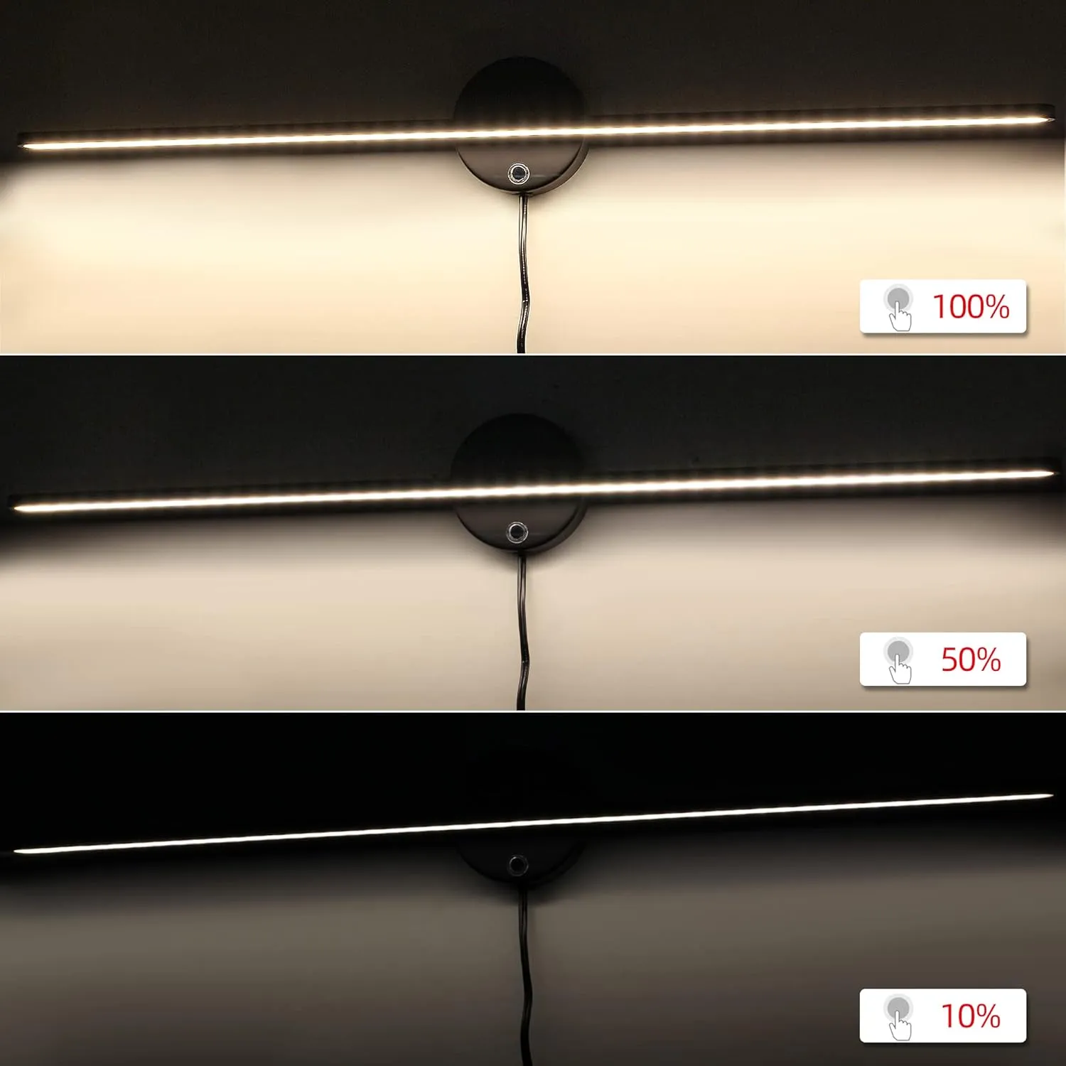 MantoLite 32'' Picture Lights for Wall，Vanity Lights for Bathroom,Plug-in or Hardwired，18W 3000K LED Dimmable Modern Bathroom Lighting Fixtures Over Mirror and Wall Lights for Bedroom（Black）