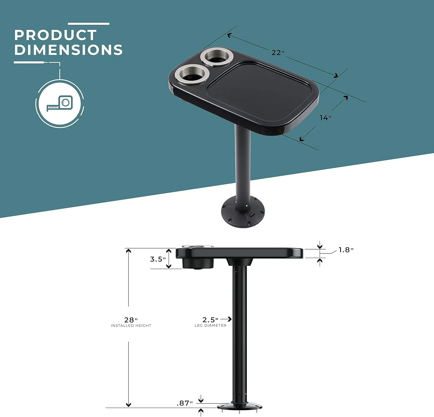 Manufacturers' Select ITC Marine Cocktail Boat Table Leg Set. Pontoon Accessories, Marine Pedestal Table