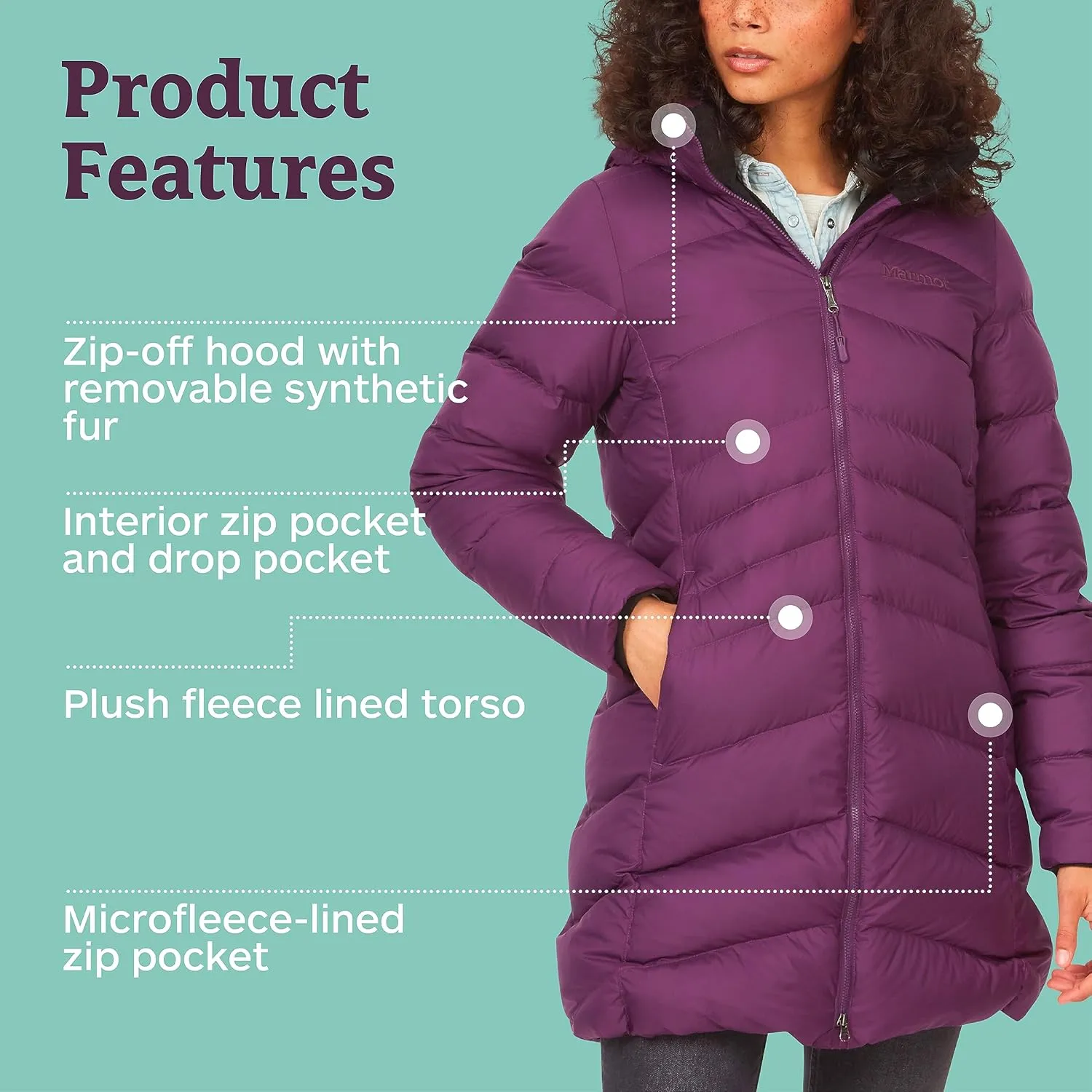 MARMOT Women's Montreal Mid-Thigh Length Down Puffer Coat