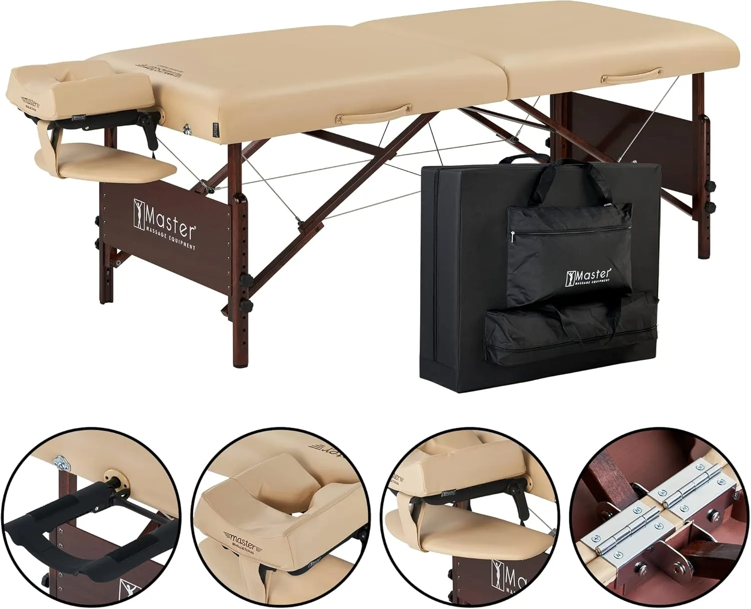 Master Massage 30" Del Ray Pro Portable Massage Table Package, Sand Color, Luxurious with 3" Thick Cushion of Foam