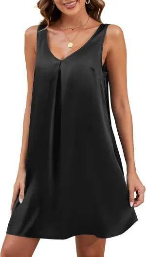 Mawor Nightgowns for Women Satin V Neck Soft Comfy Sleepwear