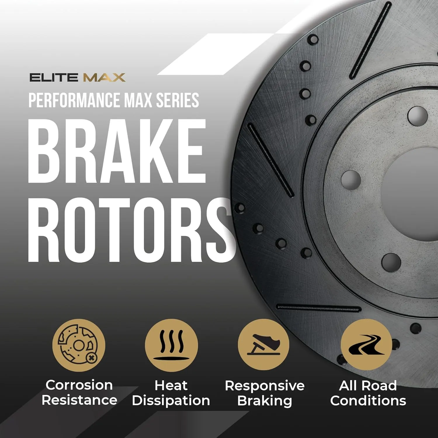 Max Advanced Brakes Front & Rear Brake Kit Compatible With 2014-2019 2020 Mitsubishi Outlander/Outlander Sport RVR Replacement Drilled Slotted Black Coated Disc Brake Rotors and Ceramic Brake Pads