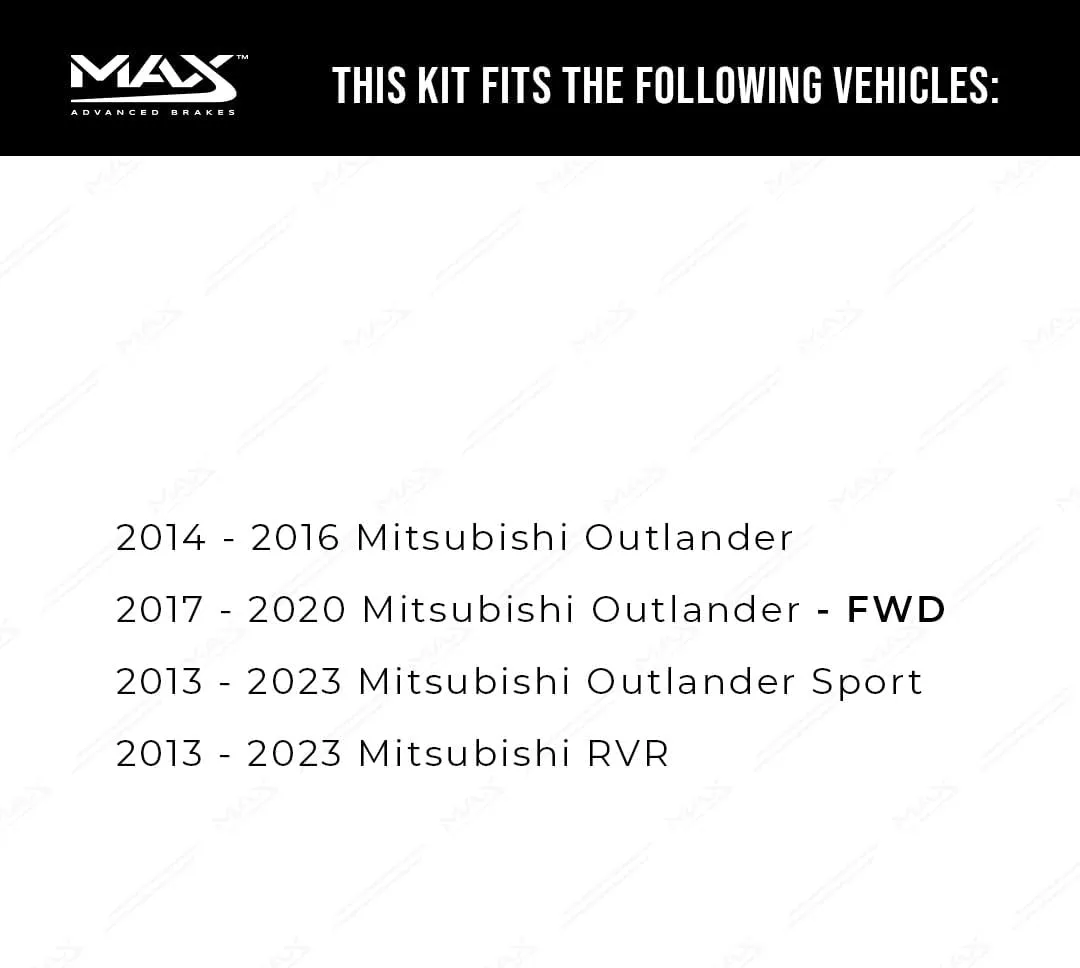 Max Advanced Brakes Front & Rear Brake Kit Compatible With 2014-2019 2020 Mitsubishi Outlander/Outlander Sport RVR Replacement Drilled Slotted Black Coated Disc Brake Rotors and Ceramic Brake Pads