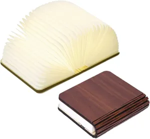 Meeyo Book Lamp Wood,Novelty LED Night Light,USB Rechargable LED Mood Lights, 3 Colors Desk Table Lamp for Home Decor, Magnetic Design, Environmentally Material