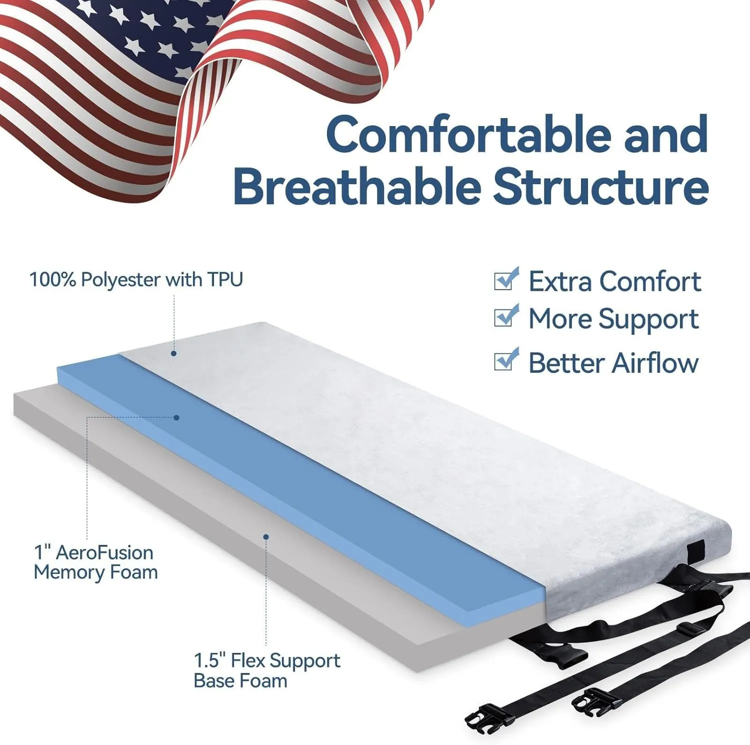 Memory Foam Camping Mattress,Portable Roll Up Sleeping Pad with Removable Waterproof Cover Travel Bag,Comfortable Tent Mattress Floor Sleeping Mats for Car Outdoor Travel CertiPUR-US Made in USA
