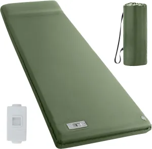 Memory Foam Sleeping Pad - 3.1" Ultra-Thick, Fast Self-Inflating, 9.5 R-Value Insulated - Ideal for Family Car Camping & Road Trips, Comfort for Adults (Army Green)