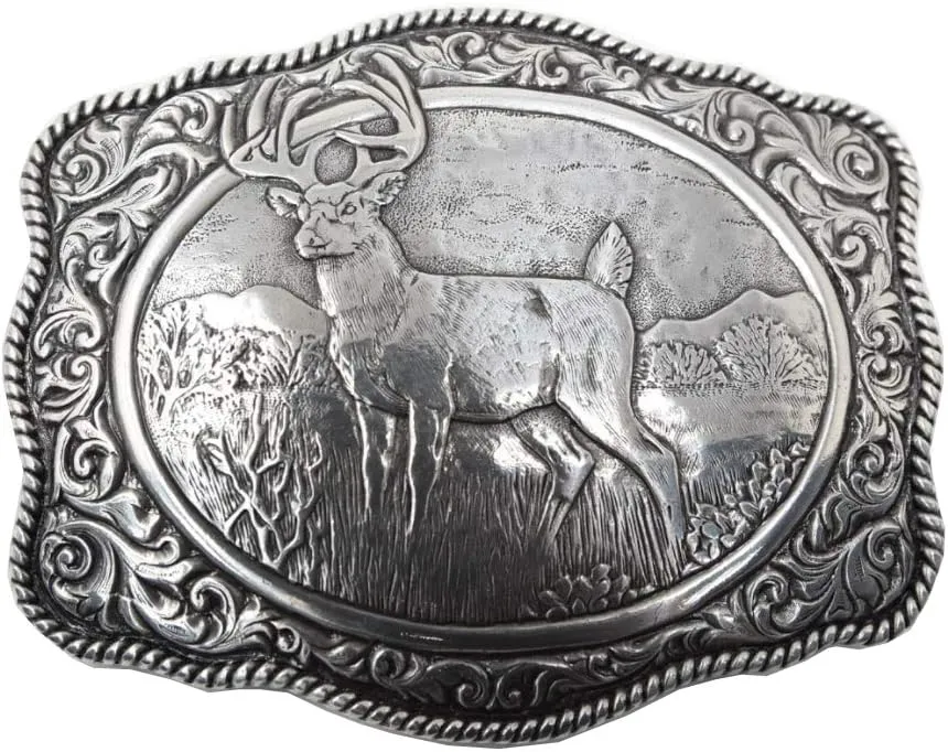 Men's Crumrine Silver Deer Scaloped Buckle