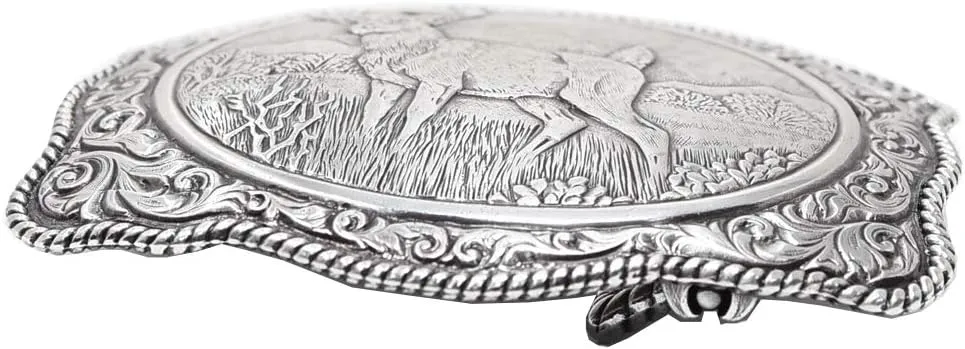 Men's Crumrine Silver Deer Scaloped Buckle