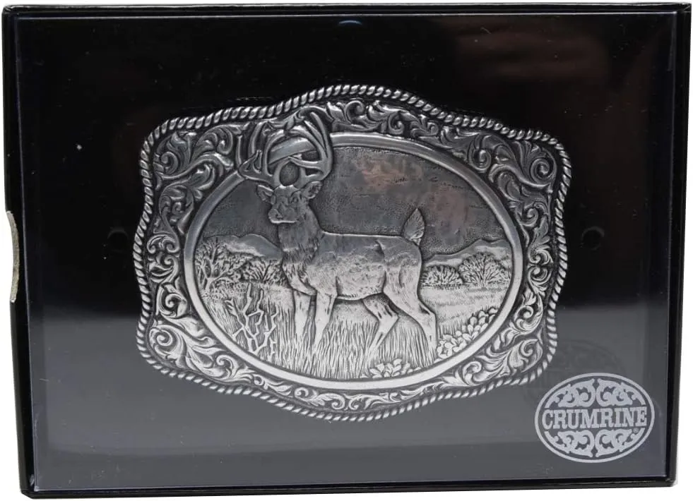 Men's Crumrine Silver Deer Scaloped Buckle