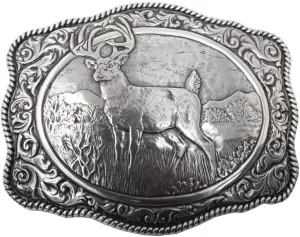 Men's Crumrine Silver Deer Scaloped Buckle