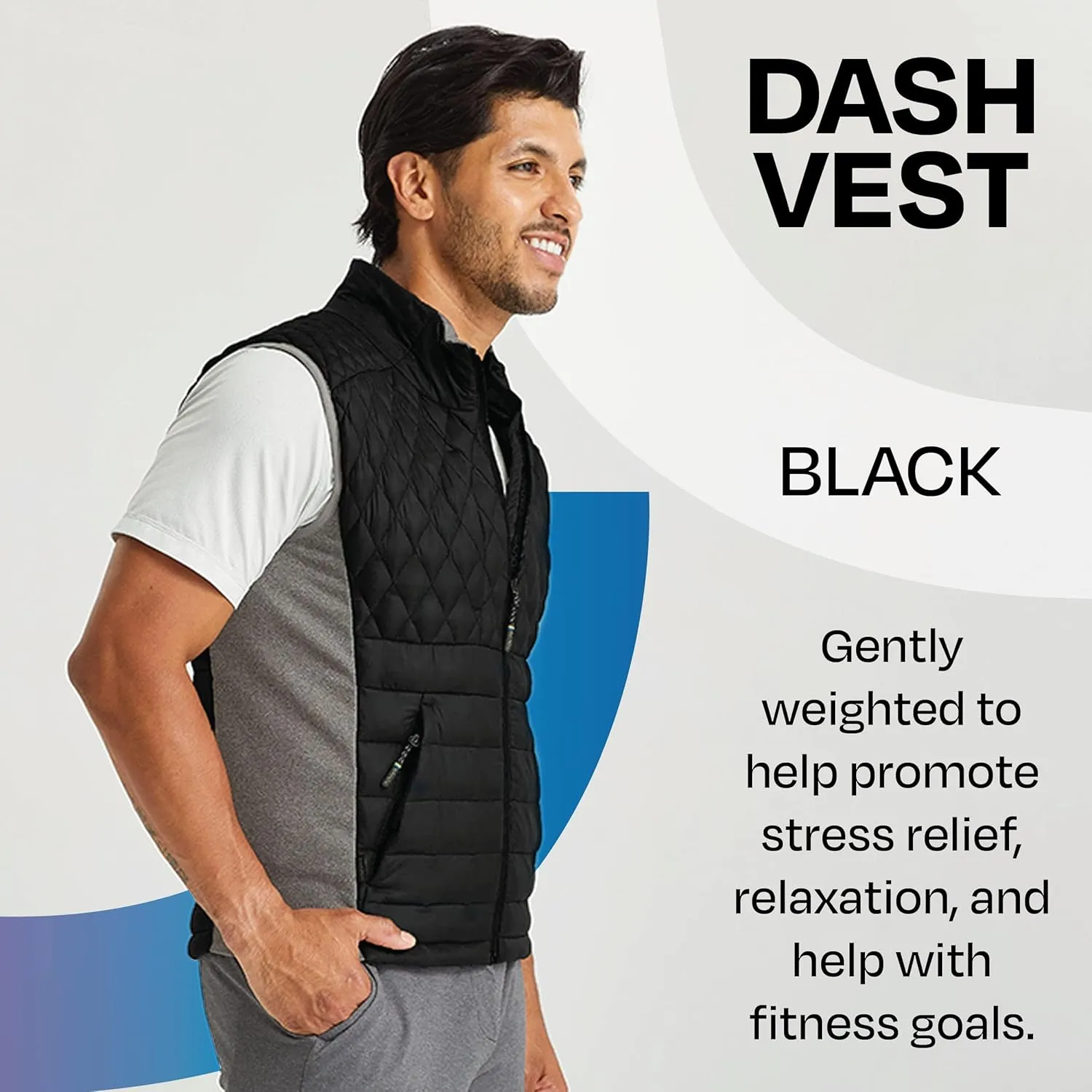 Men’s Dash Weighted Quilted Vest, Weighted Blanket Inspired Clothing for Sensory Issues