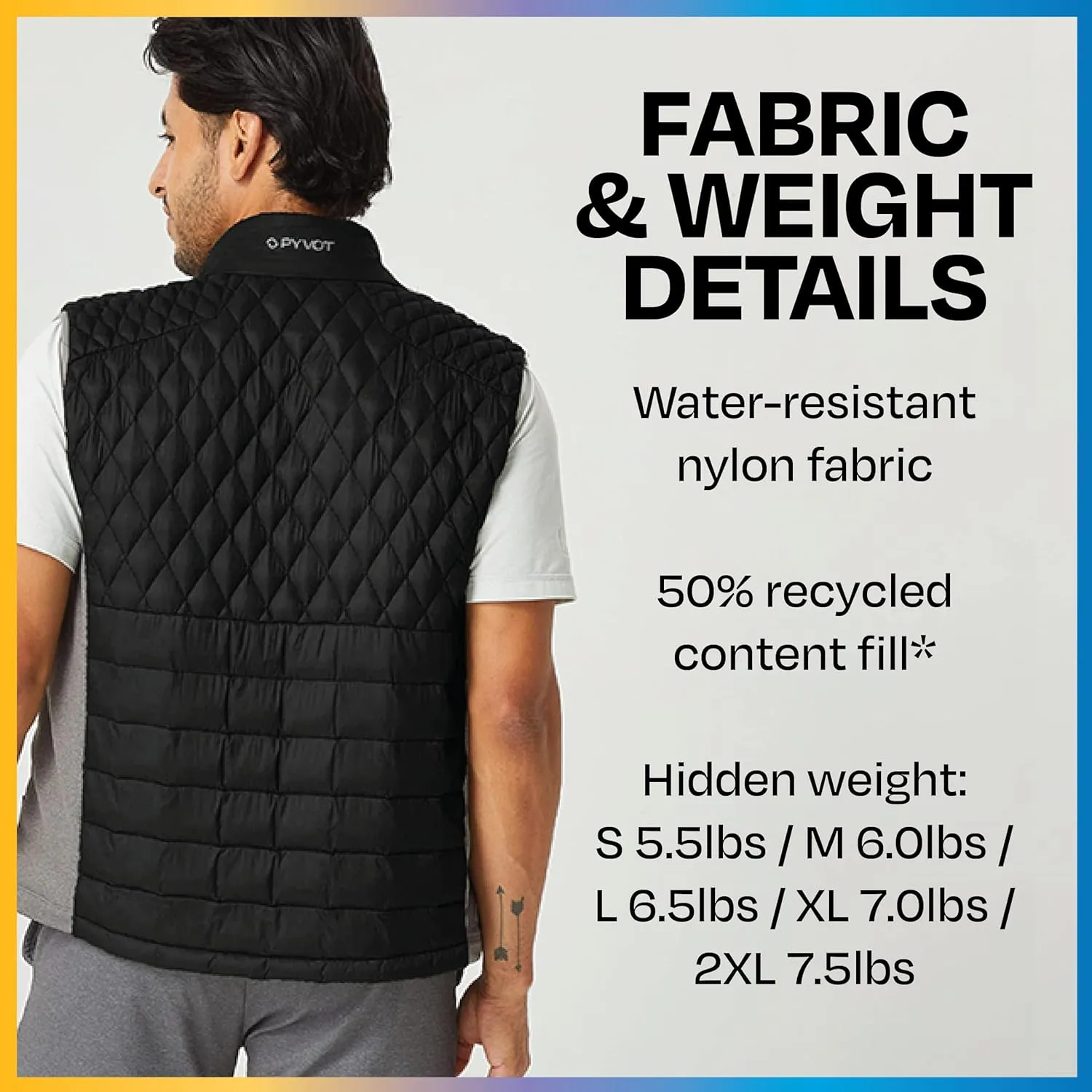 Men’s Dash Weighted Quilted Vest, Weighted Blanket Inspired Clothing for Sensory Issues