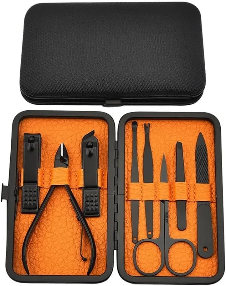 Mens Manicure Set, 8 Pcs Stainless Steel Grooming Kit Manicure Set, Travel Mini Nail Clippers Kit Pedicure Care Tools for Men Husband Boyfriend Parent,Marrone,Marrone
