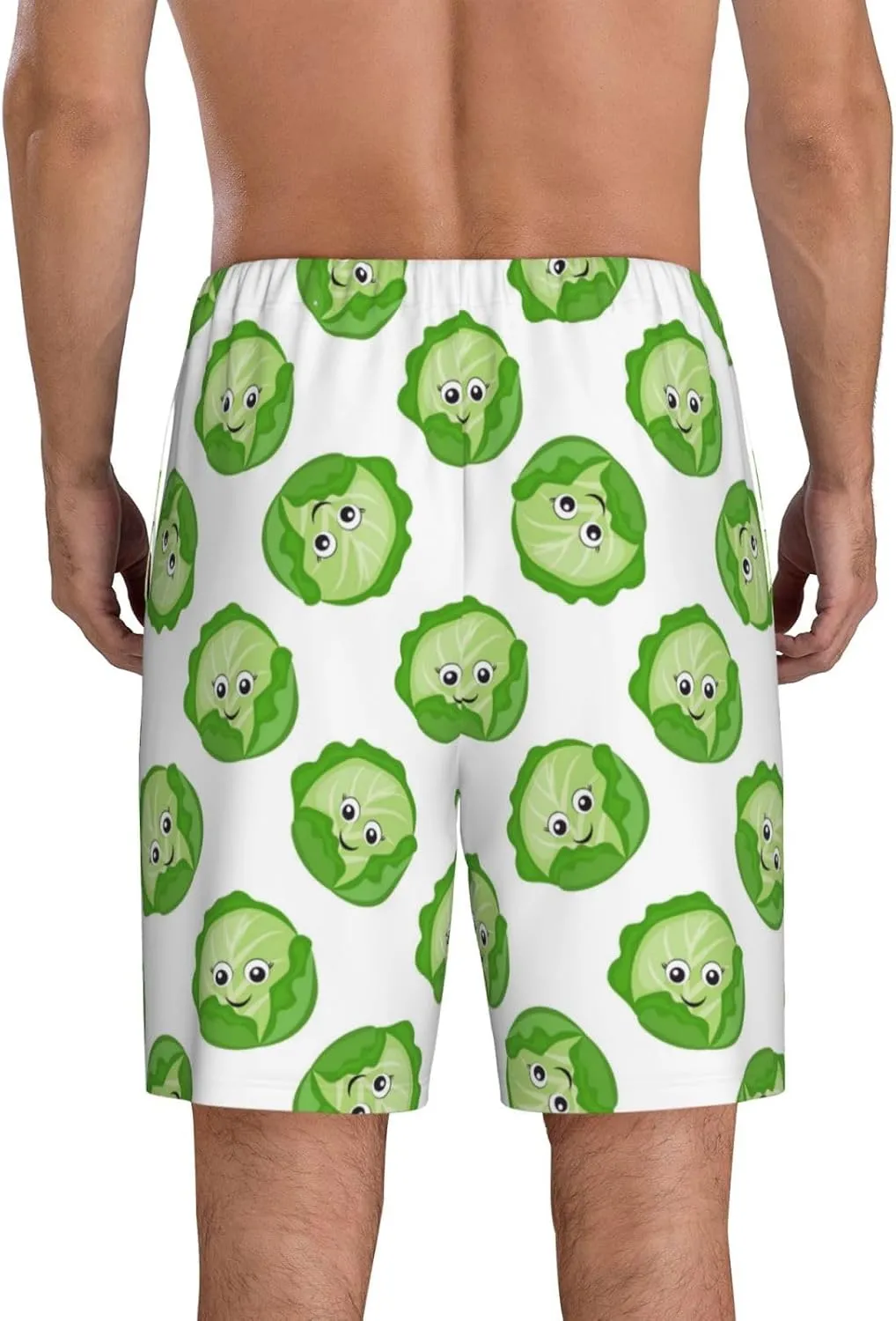 Mens Pajama Shorts with Pockets - bright cabbage cute eyes funny Soft Lounge Pj Sleep Shorts Pajama Bottoms for Men