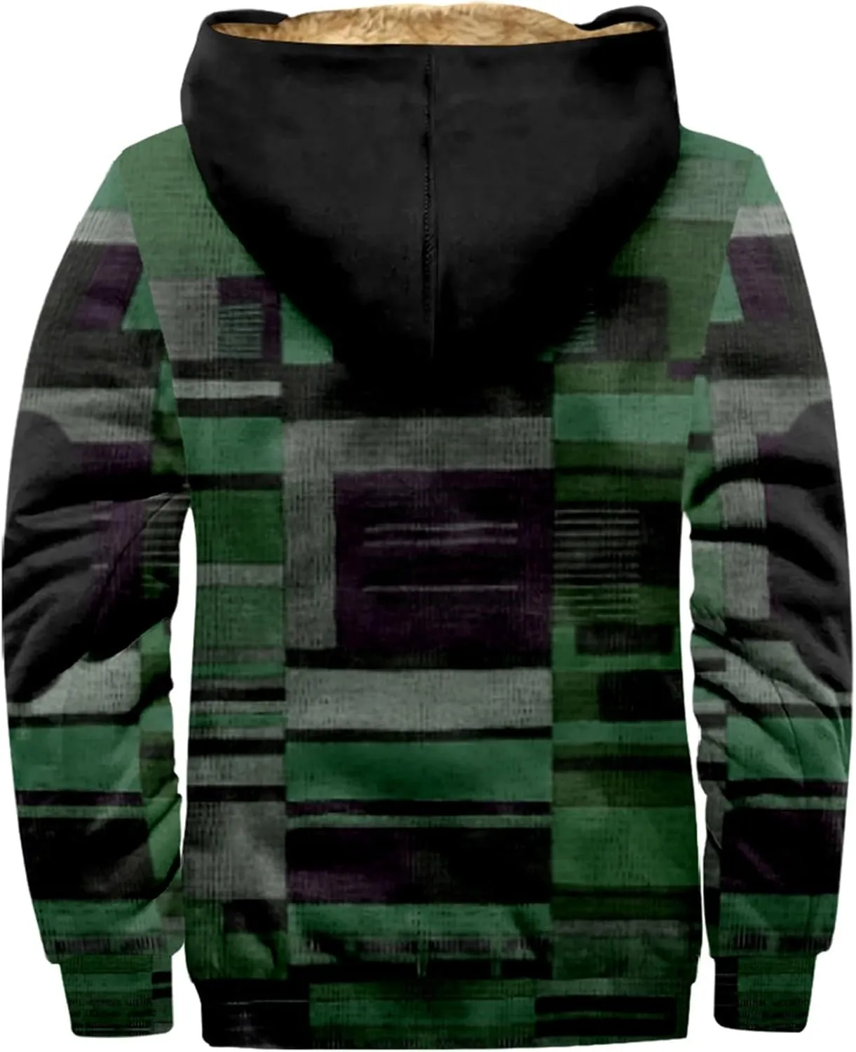 Mens Vintage Fleece Jacket Sherpa Lined Winter Coats Fall Winter Puffer Jacket Windproof Casual Hoodies with Pocket