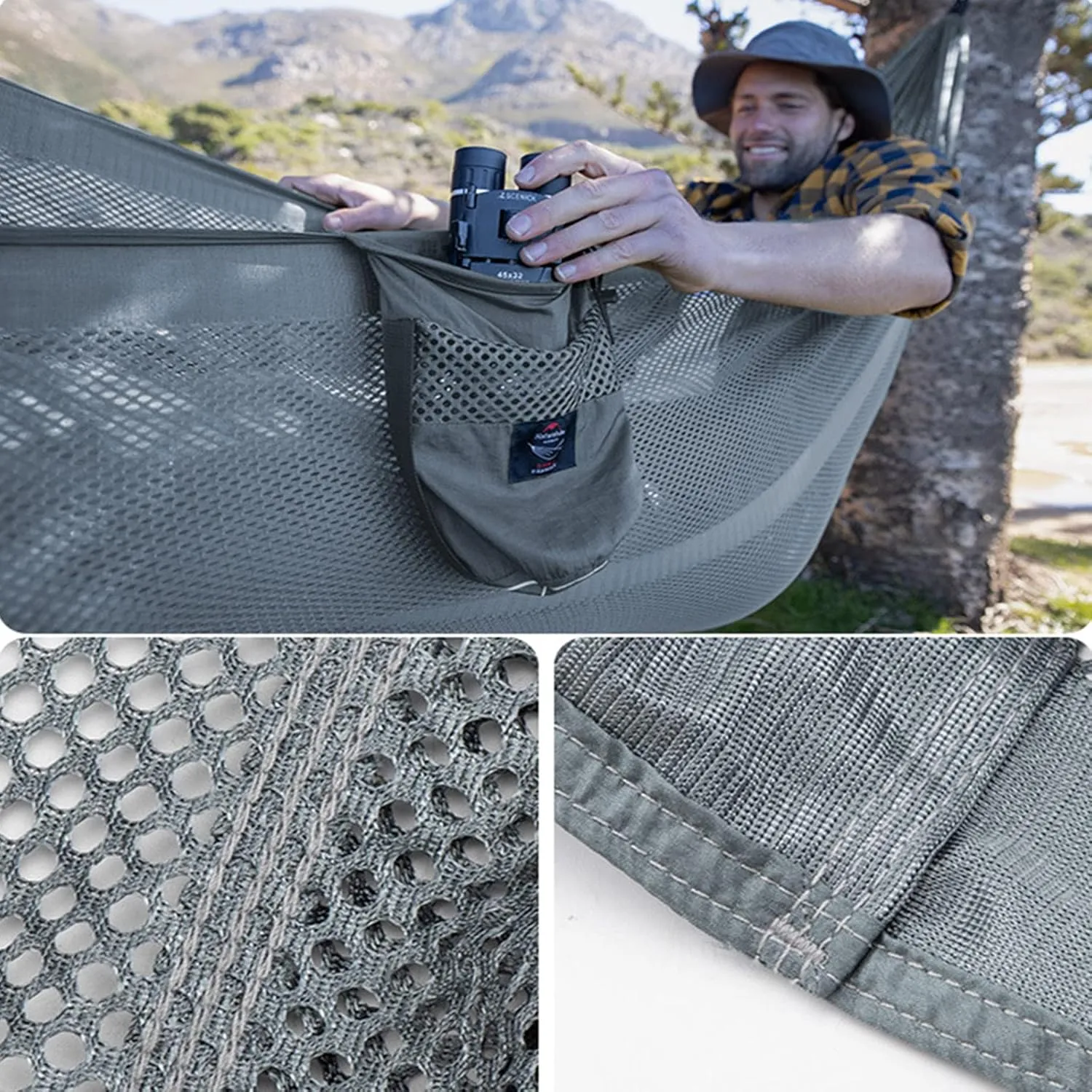 Mesh Hammock, Portable Camping Mesh Hammock, Breathable Lightweight Ice Silk Double & Single Nylon Hammocks, for Outdoor Adventures Camping (290 X180cm,Blue)
