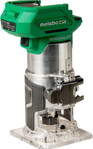 Metabo HPT 18V Cordless Trim Router, Variable Speed 10,000-30,000 RPM, Lightweight Router Design, 1/4-Inch and 3/8-Inch Collets, LED Work Light, Soft Start & Quick Brake, Tool Body Only, M1808DAQ4
